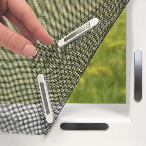 EASYmaxx Mosquitera para Ventanas con Magic Click | Cortada Individualmente a Medida para Todas Las Ventanas de hasta 110x130 cm | Fácil instalación con 12 imanes - sin taladrar ni atornillar Negro