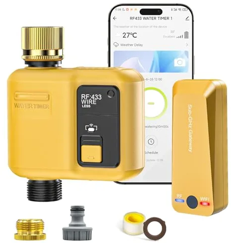 Shrivee Ordenador de riego Inteligente WiFi con 1 Zona de Salida y 5 programas de riego con retardo de Lluvia/riego automático, Ideal para Invernadero y jardín