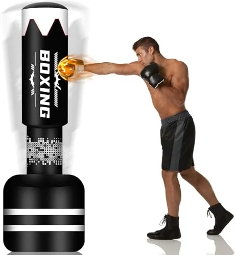 YORWHIN Diseño mejorado de saco de golpes para adultos, 1,78 m saco de golpes de pie libre pesado - Saco de golpes para boxeo inflable para entrenamiento de kickboxing, MMA, Muay Thai (Mancuerna