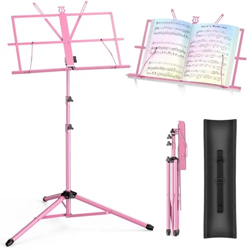 New Bee Atril para Partituras 2 en 1 Atril Musica, Plegable Soporte para Libros de Escritorio Soporte para Partituras Altura Ajustable Portátil