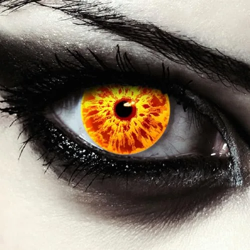 DESIGNLENSES, Dos lentillas diarias color totalmente para Halloween zombie disfraz, 1 par/2 pzs, sin graduación (Yellow Fire, 14.00, 0.00, Dioptrías)