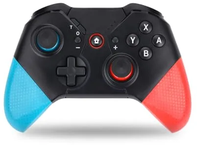 NK Mando PRO Switch Inalámbrico- Wireless Pro Switch Controller con Función Macro/Wake/Turbo/Gyro Axis/Doble Vibración/RGB Light - Color Negro/Rojo/Azul