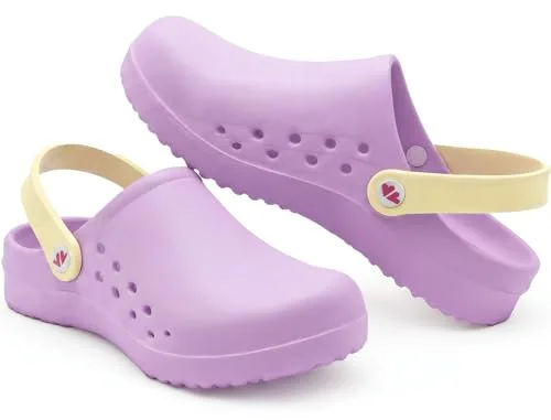 Nurse is Love Zuecos Enfermera - Zuecos Sanitarios Mujer, Zapatos de Trabajo | Regalos Enfermera | Enfermera Accesorios & Vet - Purple 38