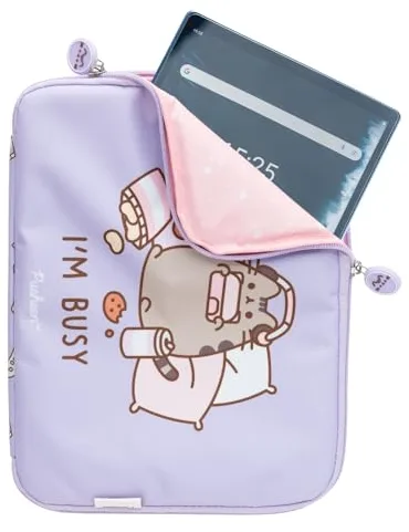Funda Tablet 10 Pulgadas Universal niña Pusheen - Funda iPad 11 generación, iPad 11, Ordenador… con Bolsillos Interiores │ Accesorios Kawaii