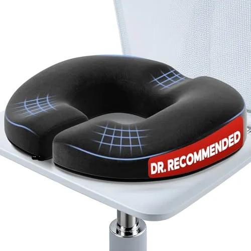 Benazcap Cojín de Asiento para hemorroides, cojín de coxis para aliviar el Dolor de coxis, Almohada de Dona, cojín de Asiento de Espuma viscoelástica por Ergonomic para úlceras, ciática (Buen Apoyo