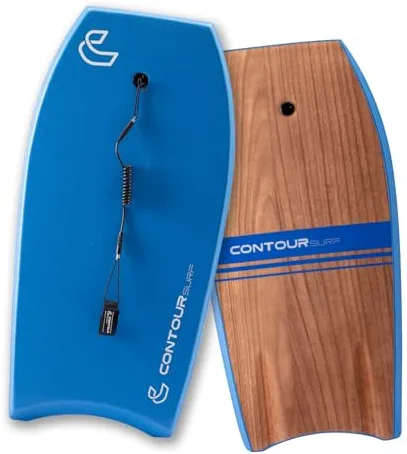 Contour Surf Maelstrom - Tabla de bodyboard ligera y duradera de 44 pulgadas con núcleo EPS IXPE cubierta HDPE parte inferior lisa FRP Stringer Crescent Tail malla de doble canal con doble correa de