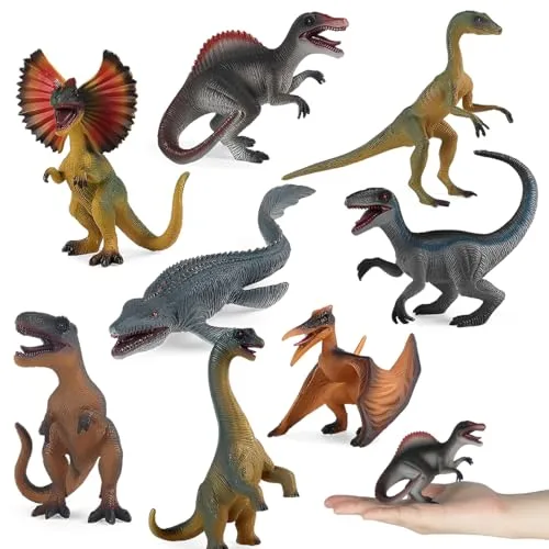 Cylora Dinosaurios Juguetes, 8 Figuras de Dinosaurios Realistas y Educativas, Niños y Niñas de 3 4 5 6 7 8 9 Años, Tiranosaurio Rex