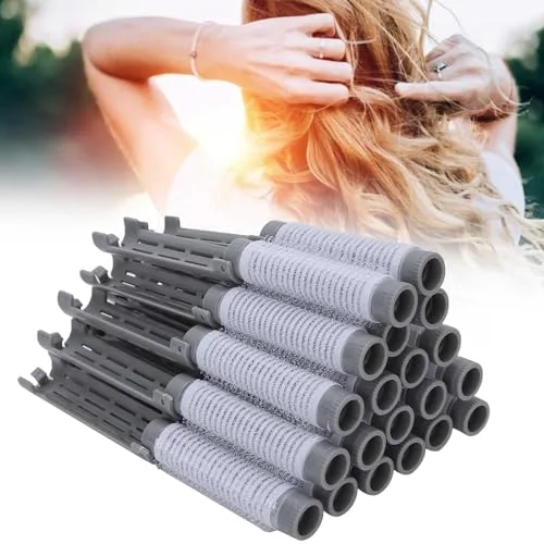 Majatou Rulos de pelo autoadhesivos de cerámica iónica térmica, 20 piezas de rizadores de pelo de peluquería, rulos de pelo esponjosos para mujeres y niñas (Gris)
