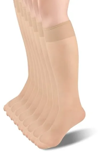 Fangshu 8 Pares 15 DEN Calcetines Medias Mujer Elasticidad Transparente medias calcetines mujer Refuerzo de puntera cómodo y resistente al desgaste Talla Única