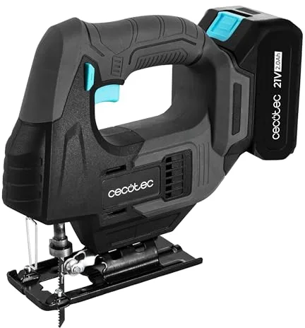 Cecotec Sierra de Calar Batería MultiCut 500 Vision Liberty. Caladora Inalámbrica con Batería NEX21 V 2 Ah de 21V, 0-2400rpm, Cambio Mandril sin Llave, Láser Guía, Luz LED, 8 Sierras y Regla Guía