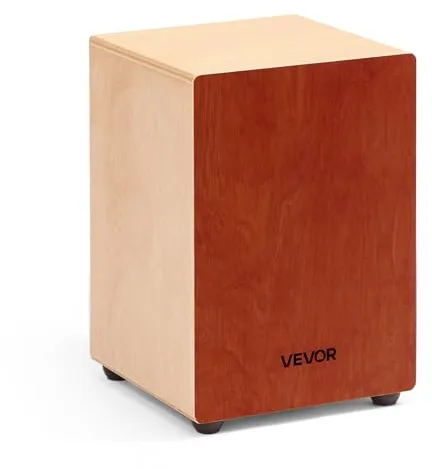 VEVOR Cajón de Percusión de Madera, Tambor Portátil Ligero de Madera de Abedul de 305 x 305 x 430 mm con Cuerdas de Guitarra Internas y Patas de Silicona para Principiantes y Profesionales