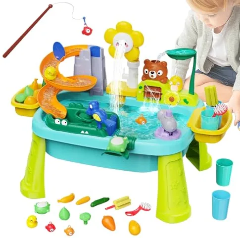 Genérico Mesa de Agua para Juegos, Mesa de y Agua Infantil con Bomba Eléctrica, Juego Educativo De Pesca Sensorial para Niños Y Niñas De 3 A 8 Años Cumpleaños Jardín Guardería Camping Colegio