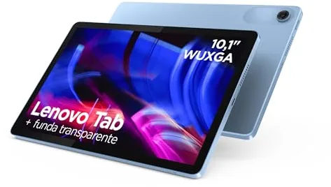 Lenovo Tab – Tablet 10.1" WUXGA (MediaTek Helio G85, 4 GB RAM, 128 GB, 60 Hz, 2 Altavoces, Wi-Fi 5, Bluetooth 5.3, Android 14) Color Azul Polar – Incluye Case Transparente con Soporte Incorporado
