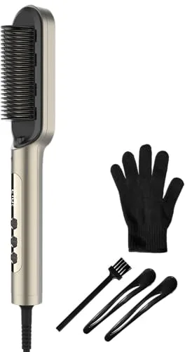 Cecotec Cepillo Alisador con Tecnología de Iones InstantCare Lisse IonTech. 23 Dientes, 9 Ajustes de Temperatura, Revestimiento Cerámico, Calentamiento en 30s, Chips Antiquemaduras, Guante y Clips