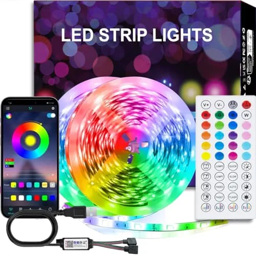 Tira LED 20 Metros 2x10M, Luces LED Habitación RGB Control de Remoto y App 16 Milliones de Colores, Sincronización Musical Bluetooth para Sala de Estar/Cocina,Decoración de Dormitorio,Fiesta, Bar