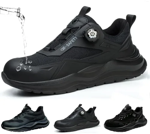 ZEPYFXIT Zapatos de Seguridad Hombre y Mujer Cómodos y Ligeros para Invierno Botas de Trabajo Impermeables con Punta Acero Antideslizante Zapatillas Seguridad Color Negro Talla 39 EU