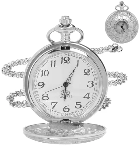 OFFCUP Reloj de Bolsillo Vintage con Cadena, Relojes de Bolsillo de Cuarzo, Regalo Antiguo para Cumpleaños, Aniversario, Navidad, Día del Padre