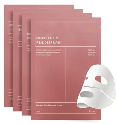 Mascarilla de Colágeno Bio, Pack 5 Mascarilla Facial de Colágeno Coreano Bio, Hidratante Intensa Nocturna, Ilumina la Piel, Reduce Arrugas y Minimiza Poros, Tratamiento Nocturno Regenerador