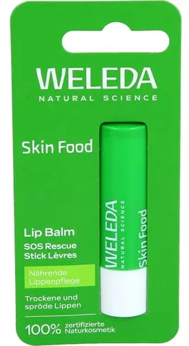 Weleda - Skin Food, Lip Stick, Bálsamo Labial en Barra, Hidrata, Nutre y Protege, con Flores de Manzanilla, Labios Secos o Agrietados, Vegano - 4,8 g