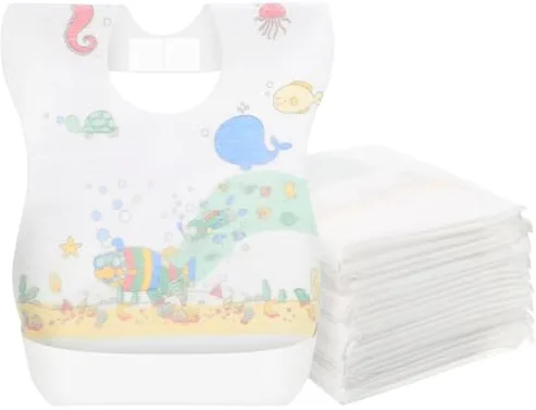 Gatuida 40 piezas Baberos Desechables Impermeables para Bebés y Unidades Protección contra Saliva y Alimentación Ligeros y Portátiles para Uso Diario
