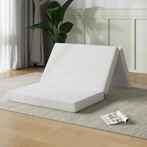 Novilla Colchón Plegable 10 cm, Cama Supletoria de 3 Piezas con Espuma Alta Densidad, Funda Lavable y Transpirable, Ideal para Invitados, Camping y Viajes, Incluye Bolsa de Almacenaje (60x190 cm)