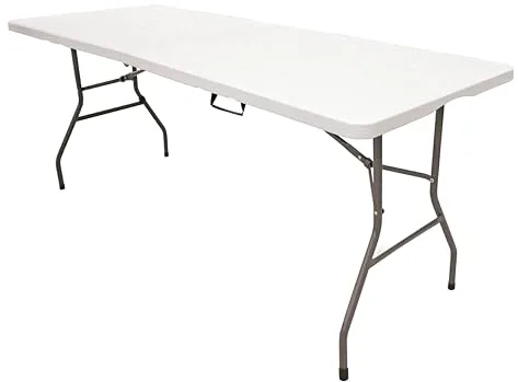 The Homeweeks Mesa Plegable Solid 180cm Portátil | Normativa Uso Público Interior/Exterior | Tablero Resina HDPE 3,5cm | Capacidad 6/8 Personas y Carga 150 kg | Multiuso
