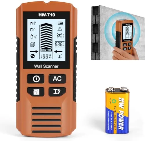 Flintronic Detector Cables y Tuberias, 7 en 1 Detector Cables Pared, Detect-or de Metales Pared con Pantalla LCD, Localizador de Línea, para Pared Madera/Metales Ferrosos/Metales No Ferrosos/Cabl-es