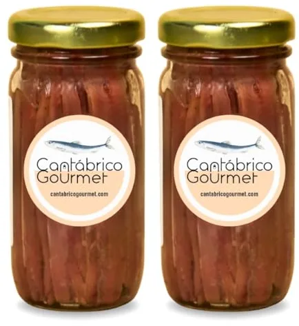 CANTABRICO GOURMET® Anchoas de Santoña | Anchoas del Cantábrico en Aceite | 36-46 Filetes Artesanales Premium | Anchoa Gourmet (200gr) en tarro | Sabor Intenso Ligero en Sal