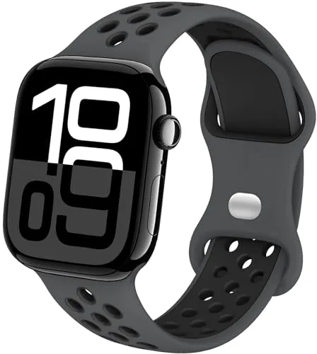 Transpirable Silicona Correa Compatible con Apple Watch 40mm 44mm 38mm 46mm 45mm 41mm 42mm 49mm, Deportiva Silicona Correas para iWatch Series11 10 9 8 7 6 5 4 3 2 1 SE Ultra 3/2/1, Hombres y Mujeres
