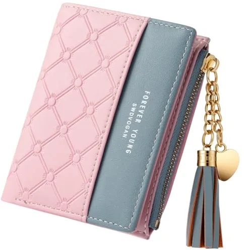 Adiwo Carteras de Mujer, Mini Cuero Monedero con Cremallera, Monedero Pequeño con RFID, Tarjetero con 5 Ranuras, Pequeño y Liviano, Diseño Minimalista, Fácil de Transportar