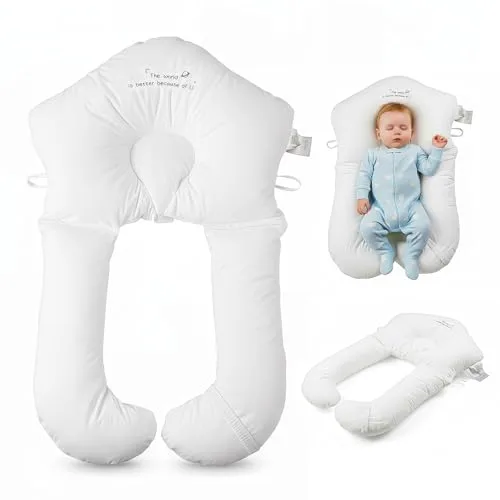Ecofocet Almohada para bebés, Ajustable Cojín para bebés para prevenir la plagiocefalia, Almohada de Cabeza Plana para bebé, Soporte para la Cabeza, 72 x 45 cm