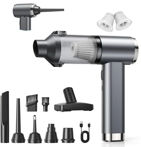 GARAID 4en1 Aspirador de Mano, 25000Pa Mini Aspirador Potente Portátil, 6000mAh Aspiradora Coche Sin Cable con Motor sin Escobillas, 2 Niveles de Succión, para Pelo De Mascotas, Coche, Hogar, Oficina