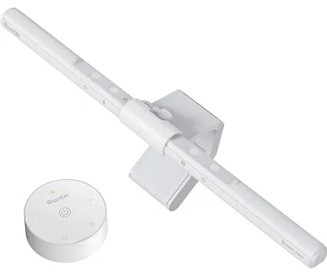 Quntis Lámpara Monitor con Control Remoto 40cm Blanco, Doble Control Barra de Luz de Monitor Curvo con Atenuación Automática, Luz Ordenador para el Cuidado de Los Ojos