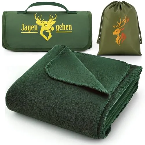 Jadive Manta Polar Caza Verde con Bolsa de Transporte 150 x 100 cm Manta Camping para Exteriores Picnics Viajes Regalos para Cazadores Accesorios Caza
