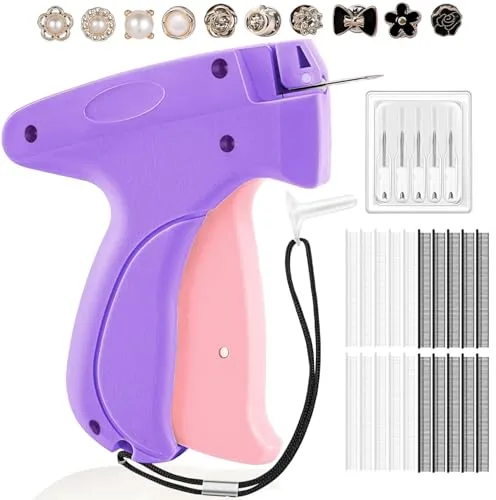 wohot Pistola de Coser Ropa Pistola de Etiquetado, Stitch Gun Fijador Rápido de Ropa, Mini Maquina de Coser de Reparación Rápida de Ropa con 5 Agujas + 3000 Agujas de Plástico + 10 Broches Ropa