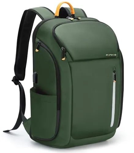 Ponhog Mochila para hombre – Mochila para laptop de gran capacidad de 30 L para hombre, bolsa de negocios antirrobo de 17.3 pulgadas con puerto USB y múltiples bolsillos, nailon 900D duradero para