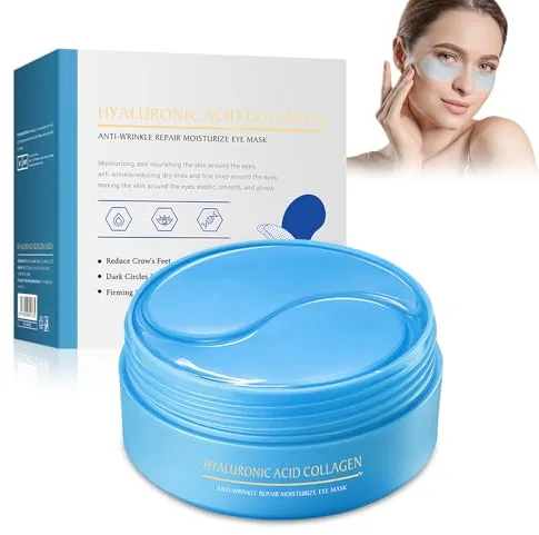 60 Piezas Parches Ojos Bolsas y Ojeras,Eye Pads de Colágeno con ácido Hialurónico,Reducir Bolsas y Atenuar Ojeras,Hidratante Edad,Hacer Que La Piel De Los Ojos Esté Firme