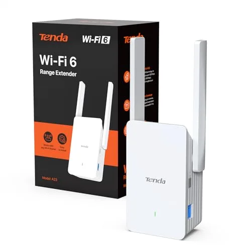 Tenda Wi-Fi 6 Repetidor WiFi AX1500Mbps Extender, Amplificador Cubre hasta 150m², 1 Puerto Gigabit Ethernet, WPS, Modo Ap, Indicador LED, Compatible con Todos los Routers, A23