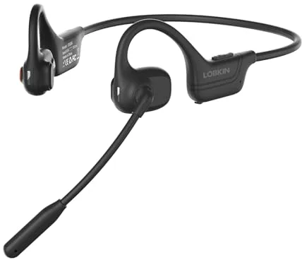 LOBKIN Auriculares Conducción Aérea, Auriculares Bluetooth de Oído Abierto con Micrófono de Cancelación de Ruido para Office, Llamadas y Reuniones