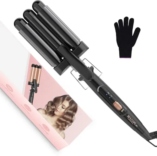 Rizador Pelo Ondas Plancha Ondas - BESTOPE MIX Rizador de Pelo 3 Barriles 22mm Ondulador de Cerámica Calentamiento Rápido 150°C/210°C plancha rizadora para Pelo Largo y Corto
