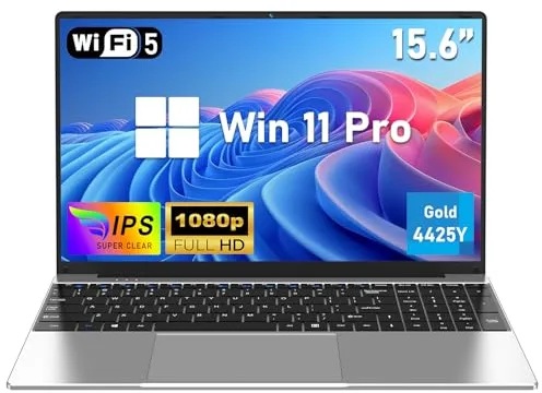 FUNYET Ordenador Portátil, 2026 Laptop de 15,6 Pulgadas, 8GB RAM 256GB SSD, Portátil Pentium Gold 4425Y, IPS FHD 1920 x 1080 Notebook, 180°Cierre Abierto, 5000 mAh, Ranura para Tarjeta TF, Estudiante