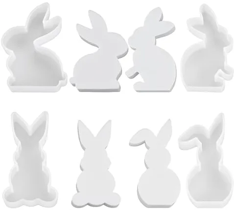 Avernest Pack de 4 Moldes de Silicona de Conejo de Pascua 3D, para Hacer Velas 3D, Yeso, Jabón DIY y Decoración Festiva de Pascua y Manualidades Artesanales
