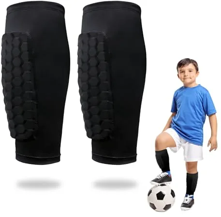 Swiftctrl 1 Par de Espinilleras de Fútbol y Esquí para Niño, Protector Espinillas Transpirables y Antigolpes, Protección de Pantorrilla para Baloncesto, Fútbol y Esquí, Ideal para Niños（Negro，XS）