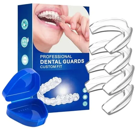 Ferula Descarga Bruxismo 4 Piezas 2 Tamaños, Bruxismo Dental Noche, Ferula Antironquidos, Protector Bucal para Dormir, Ferula para Prevención del Rechinar de Dientes y Ronquidos, Ideal para Descanso