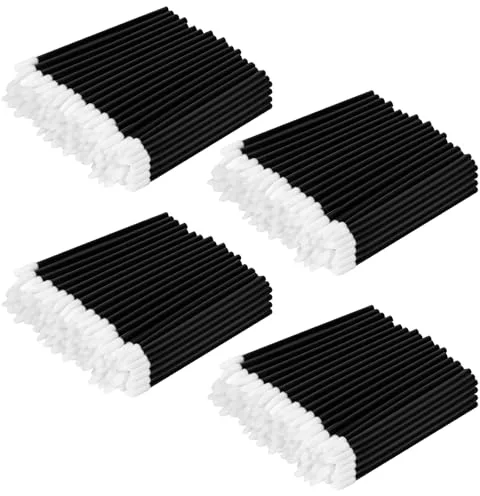 Alaoo 200PCS Cepillos para Maquillaje de Labios,Cepillo de Labios Desechable,Cepillos de Lápiz Labial, Pincel Labios de Brillo,Pinceles Aplicador Labial,Pinceles de Maquillaje para Cejas,Negro