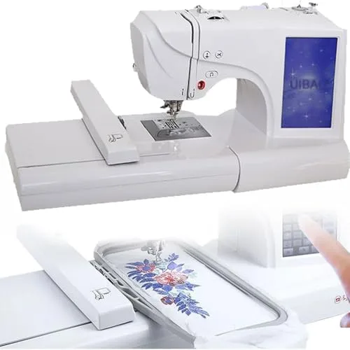 UIBAO Máquina De Coser Automática Máquina Bordar Eléctrica 96 Diseños Incorporados con área Bordado 4"X4"/4"X9.2" Y Pantalla Táctil LCD,8 Patrones Digitales Y 10 Bordes Patrón,Costura Fácil
