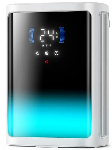2,8L Deshumidificador-Deshumidificadores silenciosos para secar ropa con temporizador de 6/8/12 horas, apagado automático y panel completo con luces de 7 colores（865ML/24H）