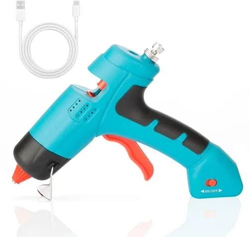 VINATO Pistola Silicona Caliente Inalambrica, Pistola de Silicona Manualidades Sin Cable, Pistola de Silicona Caliente Profesional para Proyectos de Bricolaje