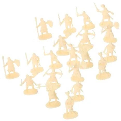 Veemoon 200 Figuras de Soldados Medievales Miniatura, Juguete Microfiguras de Plástico, Caballeros en Miniatura Amarillo Claro para Juegos de rol y Decoración, Set de Soldados de 200