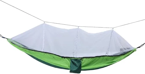 HPZIHUIT Hamaca para Exteriores de 661 Libras con Soporte de Carga, Hamaca portátil Ligera con Red para Patio, Camping, Picnic (Verde Oscuro con Verde Fruta (Red Blanca))